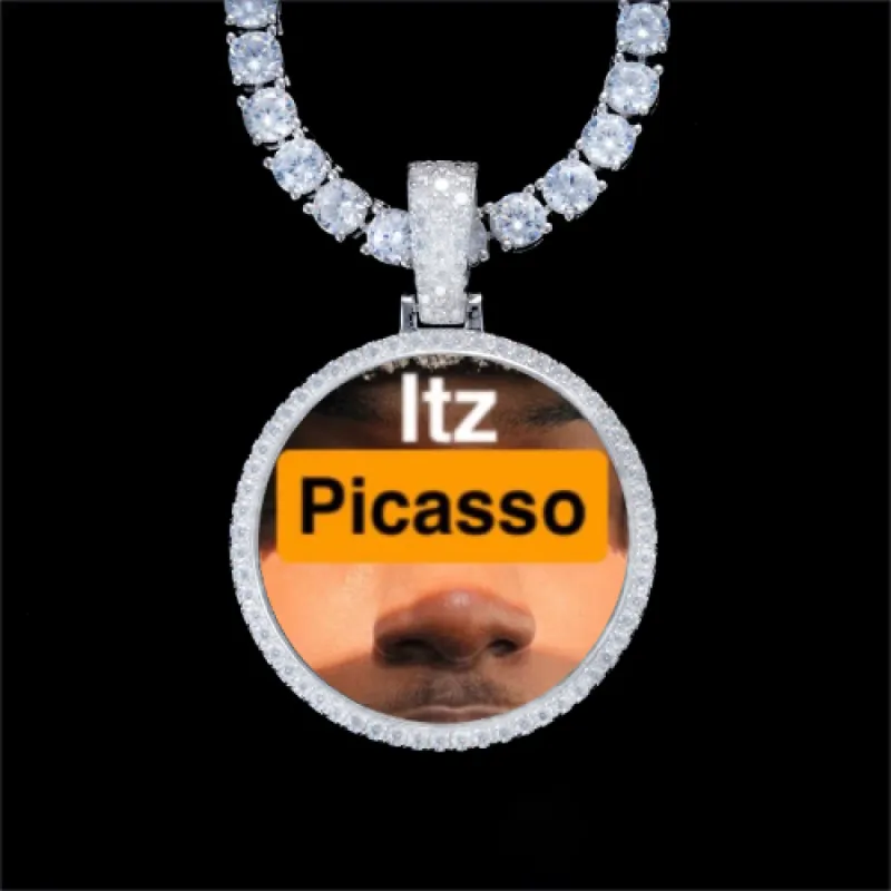 925S & VVS Moissanite 3D Circle Custom Picture Pendant sold by The GUU Shop