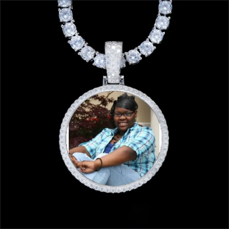 925S & VVS Moissanite 3D Circle Custom Picture Pendant sold by The GUU Shop