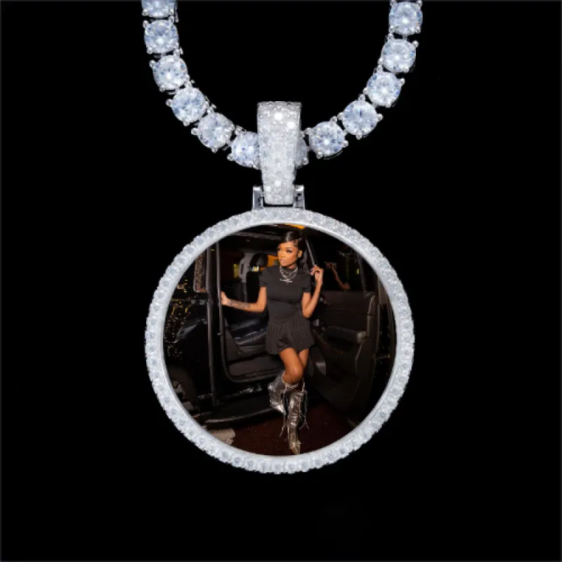 925S & VVS Moissanite 3D Circle Custom Picture Pendant sold by The GUU Shop