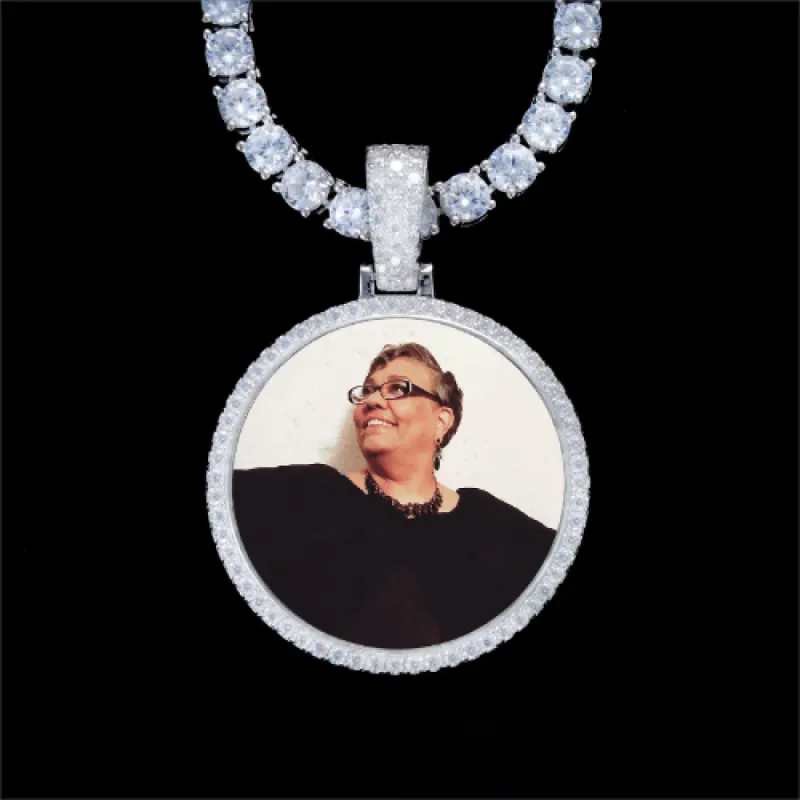 925S & VVS Moissanite 3D Circle Custom Picture Pendant sold by The GUU Shop