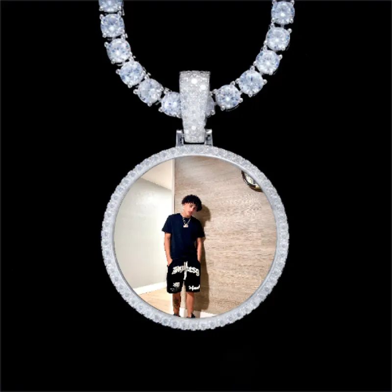 925S & VVS Moissanite 3D Circle Custom Picture Pendant sold by The GUU Shop
