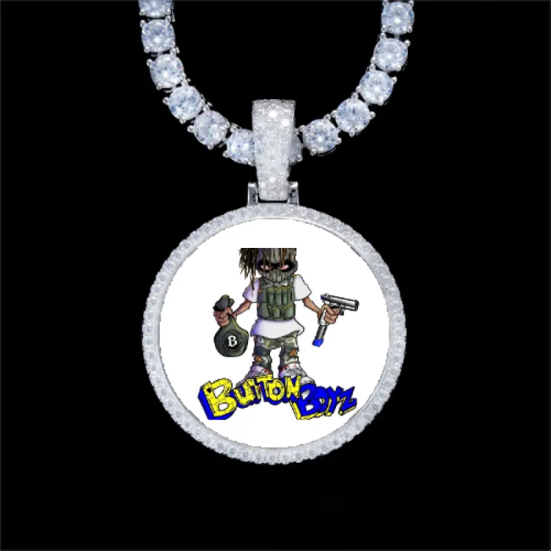 925S & VVS Moissanite 3D Circle Custom Picture Pendant sold by The GUU Shop