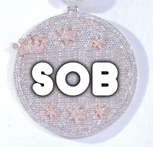 CUSTOM LETTER NECKLACE 3D BIG CROWN DISC sold by The GUU Shop