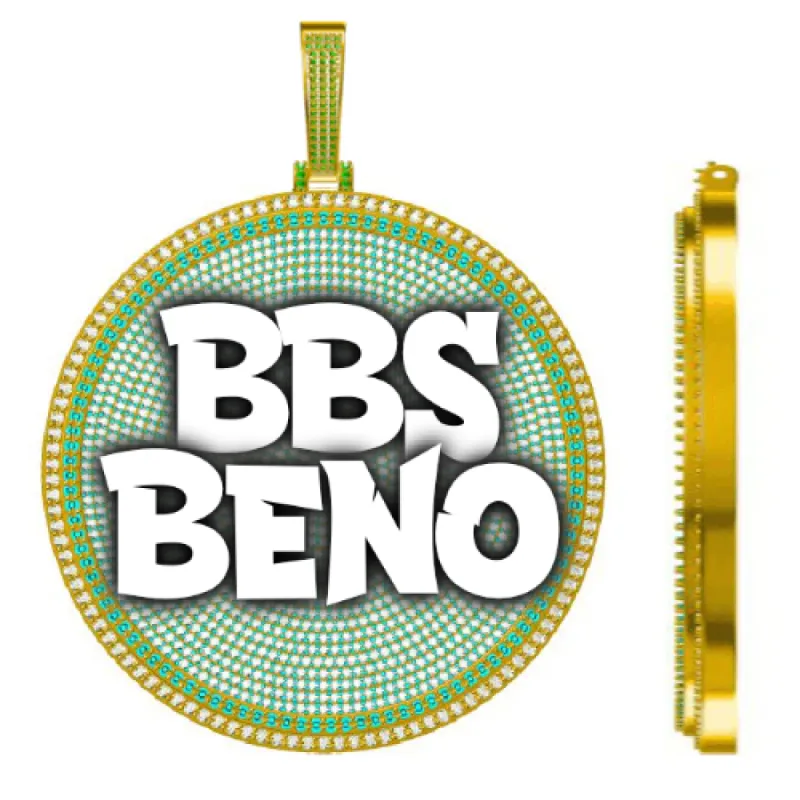 CUSTOM LETTER NECKLACE 3D BIG DISC sold by The GUU Shop