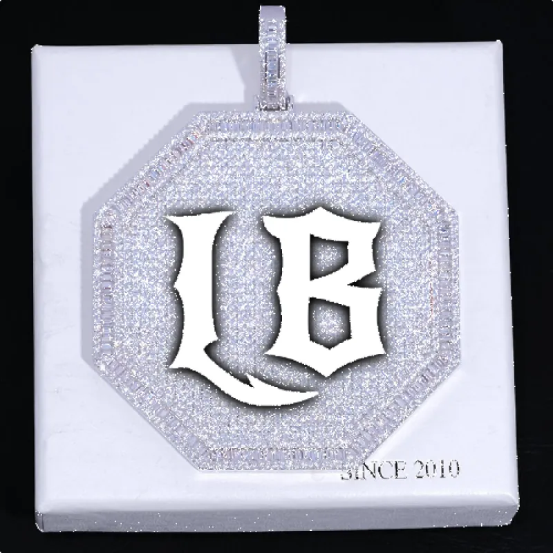 CUSTOM LETTER NECKLACE 3D BIG OCTAGON sold by The GUU Shop