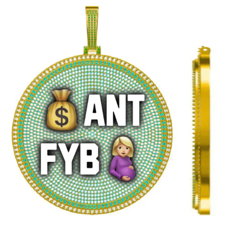 CUSTOM LETTER NECKLACE 3D BIG DISC sold by The GUU Shop