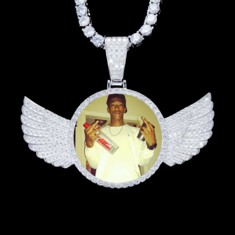 925S & VVS Moissanite 3D Wing Custom Picture Pendant sold by The GUU Shop