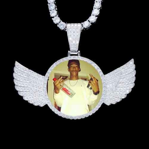 925S & VVS Moissanite 3D Wing Custom Picture Pendant sold by The GUU Shop