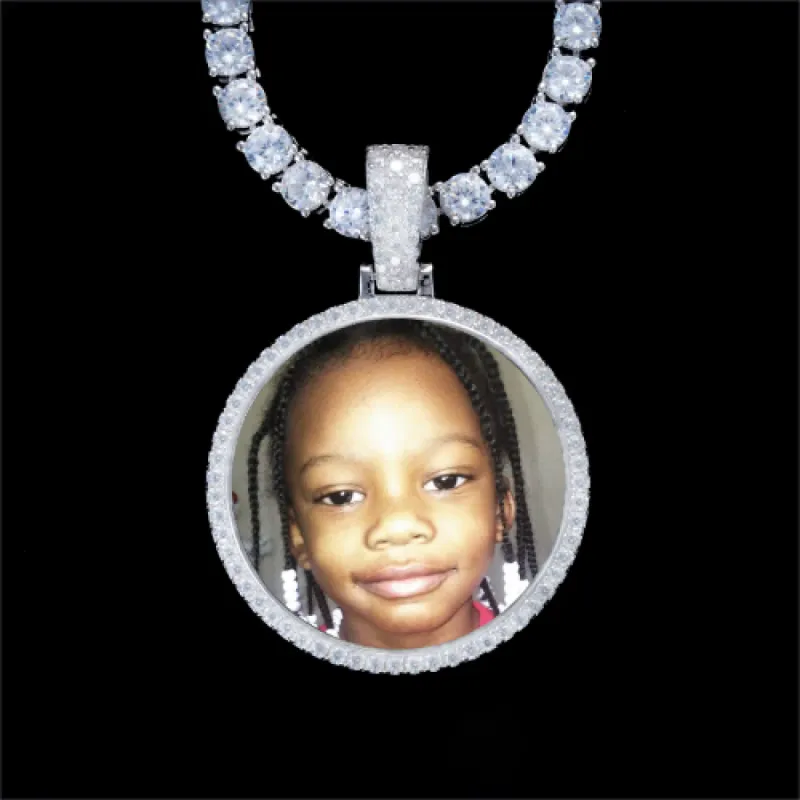 925S & VVS Moissanite 3D Circle Custom Picture Pendant sold by The GUU Shop