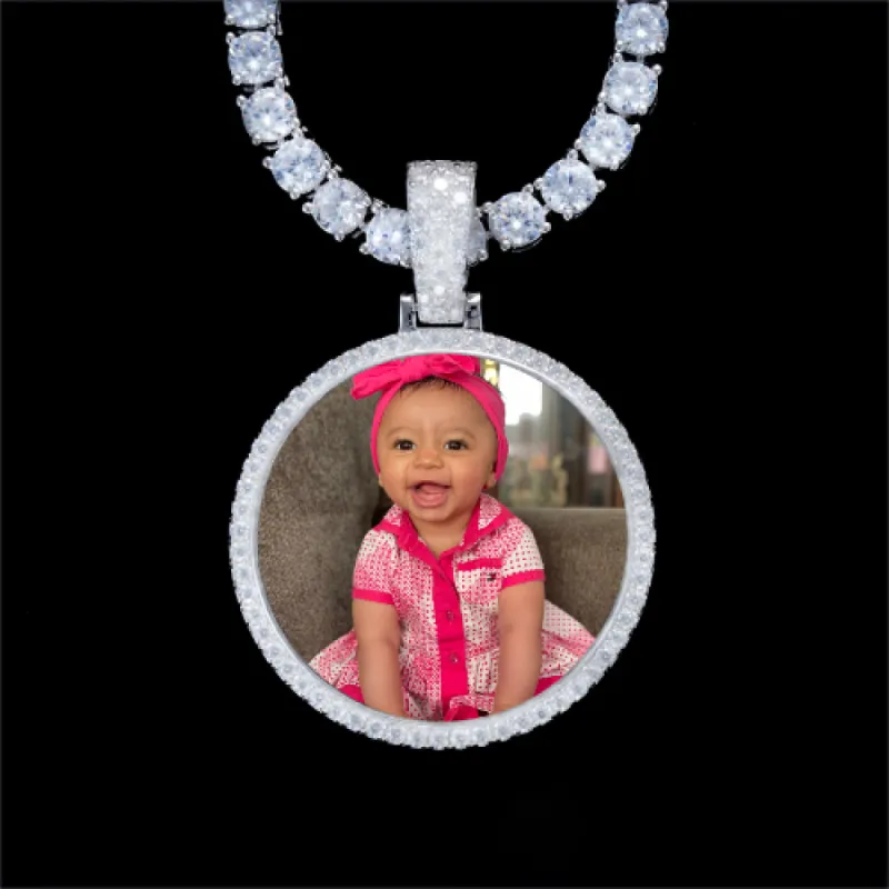 925S & VVS Moissanite 3D Circle Custom Picture Pendant sold by The GUU Shop