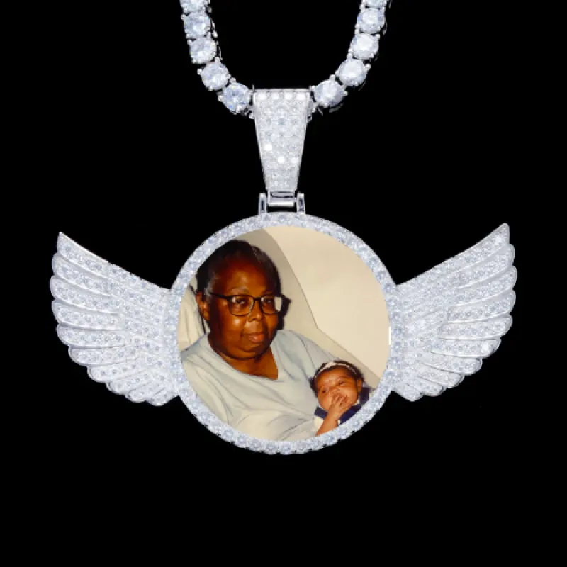 925S & VVS Moissanite 3D Wing Custom Picture Pendant sold by The GUU Shop