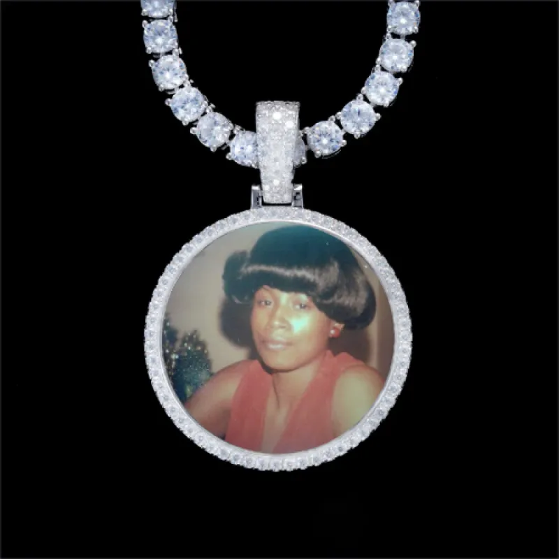 925S & VVS Moissanite 3D Circle Custom Picture Pendant sold by The GUU Shop