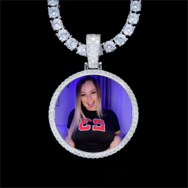 925S & VVS Moissanite 3D Circle Custom Picture Pendant sold by The GUU Shop