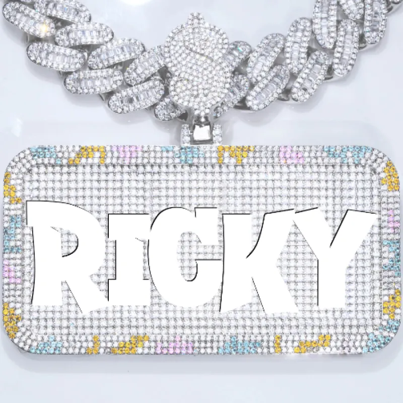 CUSTOM LETTER NECKLACE 3D COLORFUL SQUARE sold by The GUU Shop