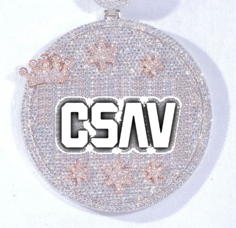 CUSTOM LETTER NECKLACE 3D BIG CROWN DISC sold by The GUU Shop