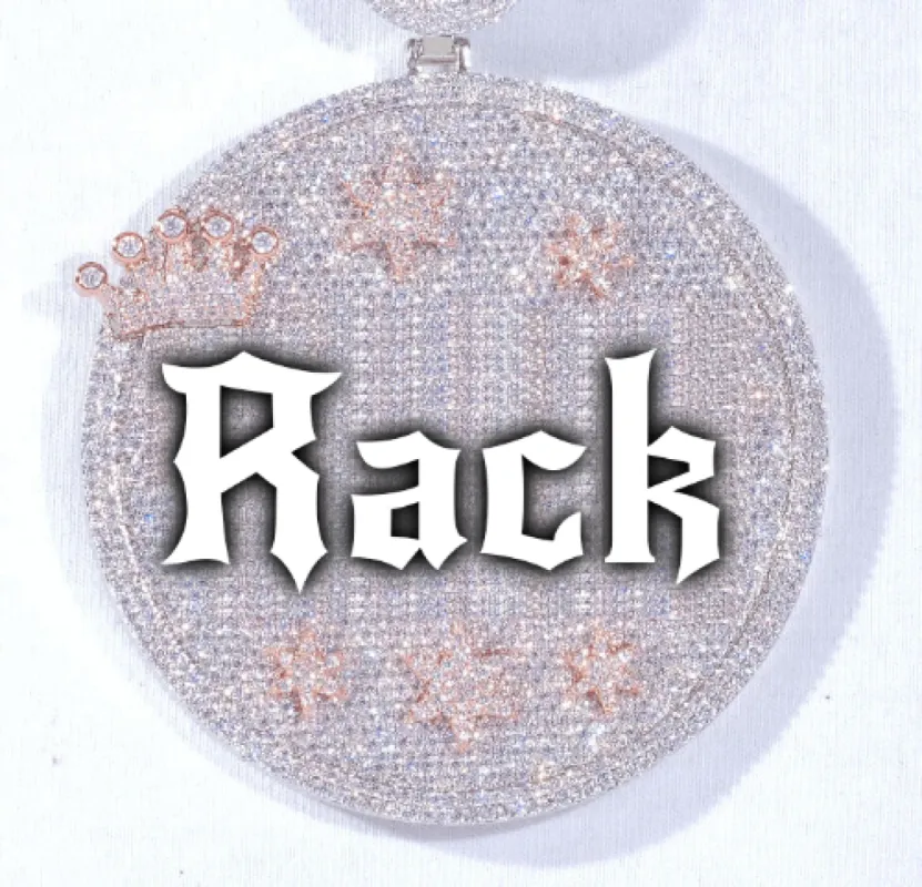 CUSTOM LETTER NECKLACE 3D BIG CROWN DISC sold by The GUU Shop