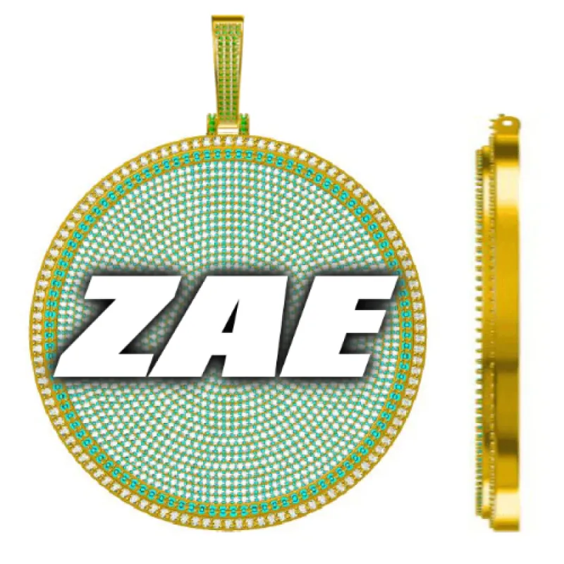 CUSTOM LETTER NECKLACE 3D BIG DISC sold by The GUU Shop