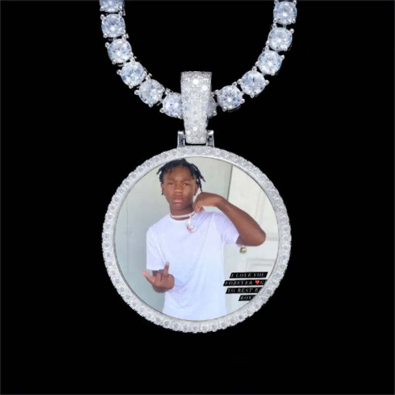 925S & VVS Moissanite 3D Circle Custom Picture Pendant sold by The GUU Shop