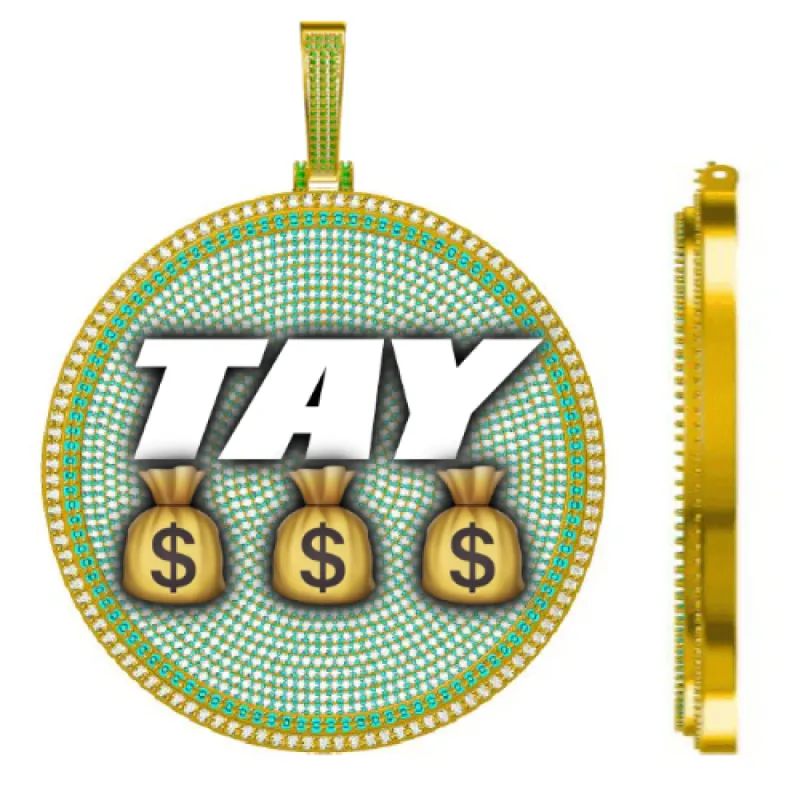 CUSTOM LETTER NECKLACE 3D BIG DISC sold by The GUU Shop