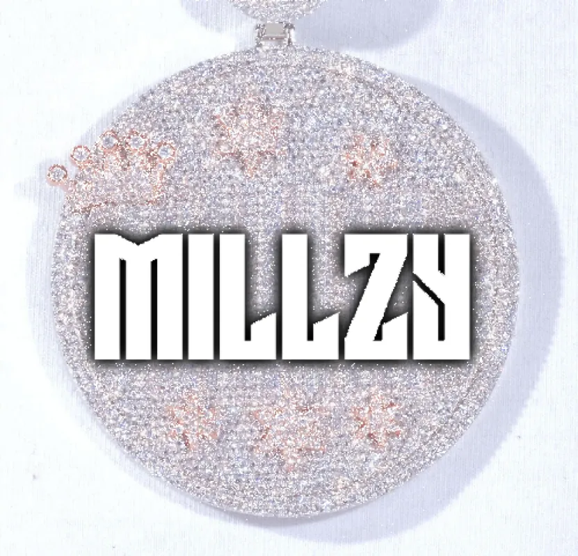 CUSTOM LETTER NECKLACE 3D BIG CROWN DISC sold by The GUU Shop