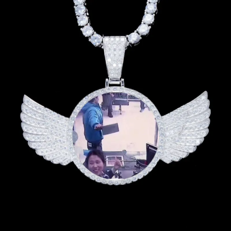 925S & VVS Moissanite 3D Wing Custom Picture Pendant sold by The GUU Shop