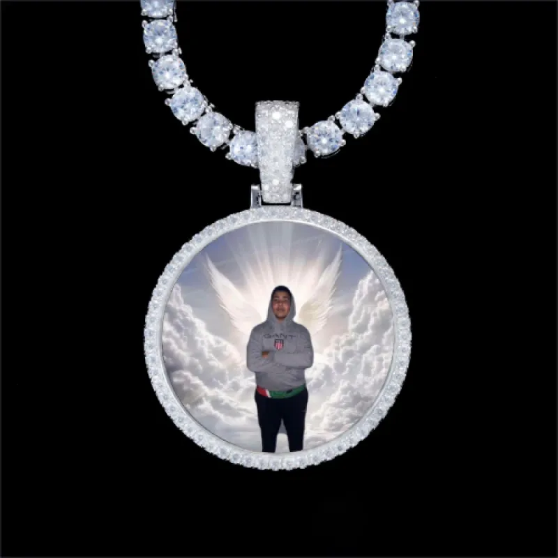 925S & VVS Moissanite 3D Circle Custom Picture Pendant sold by The GUU Shop