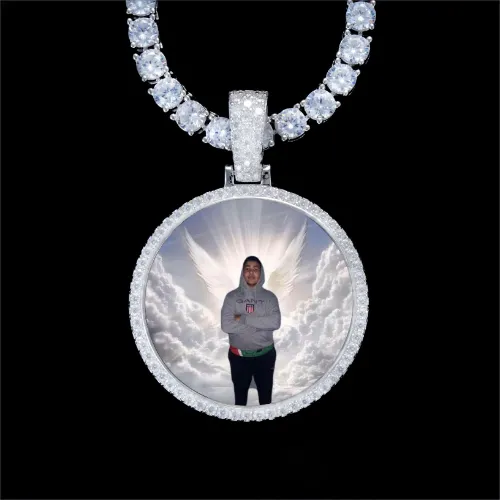 925S & VVS Moissanite 3D Circle Custom Picture Pendant sold by The GUU Shop