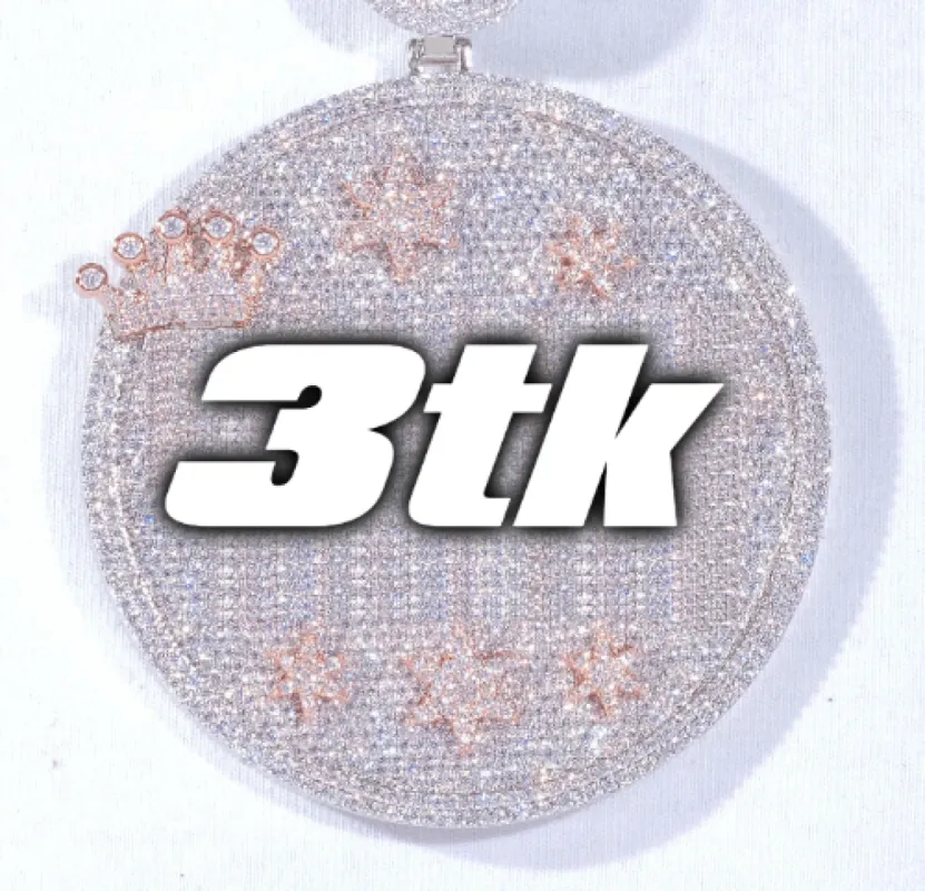 CUSTOM LETTER NECKLACE 3D BIG CROWN DISC sold by The GUU Shop