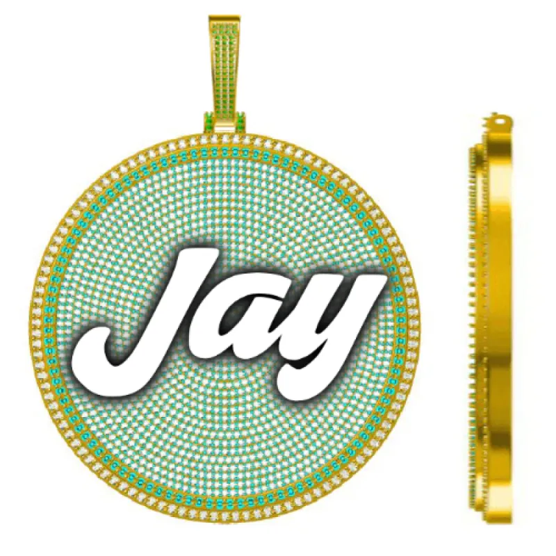 CUSTOM LETTER NECKLACE 3D BIG DISC sold by The GUU Shop