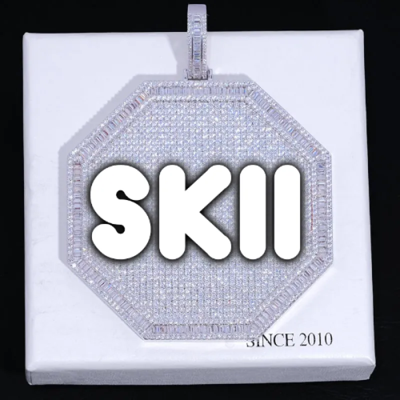 CUSTOM LETTER NECKLACE 3D BIG OCTAGON sold by The GUU Shop