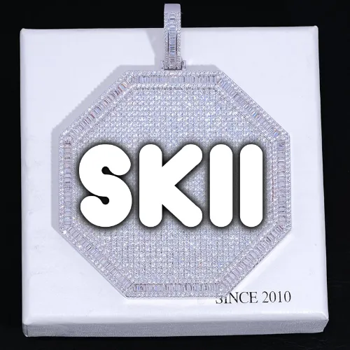 CUSTOM LETTER NECKLACE 3D BIG OCTAGON sold by The GUU Shop