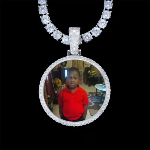 925S & VVS Moissanite 3D Circle Custom Picture Pendant sold by The GUU Shop