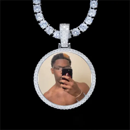 925S & VVS Moissanite 3D Circle Custom Picture Pendant sold by The GUU Shop