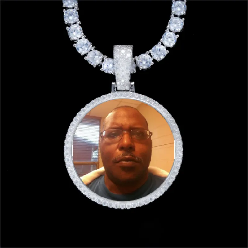 925S & VVS Moissanite 3D Circle Custom Picture Pendant sold by The GUU Shop