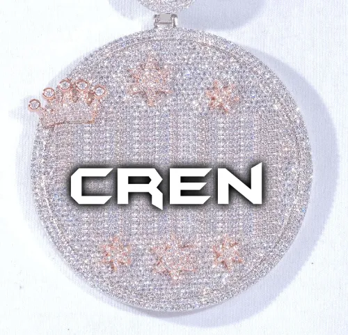 CUSTOM LETTER NECKLACE 3D BIG CROWN DISC sold by The GUU Shop