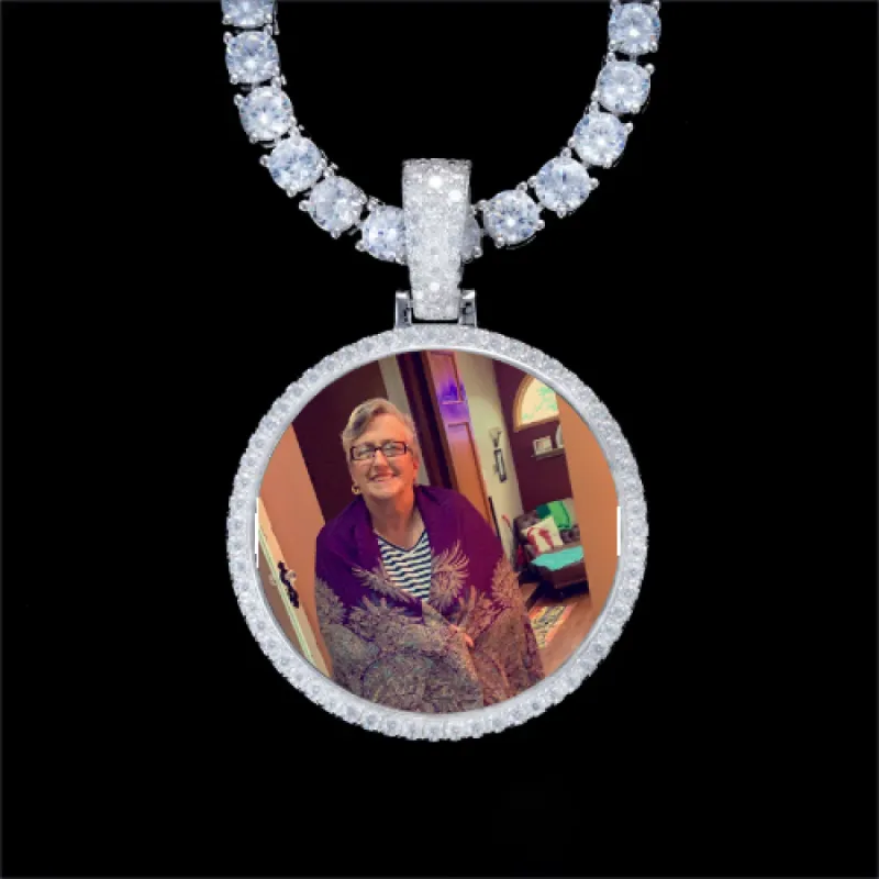 925S & VVS Moissanite 3D Circle Custom Picture Pendant sold by The GUU Shop