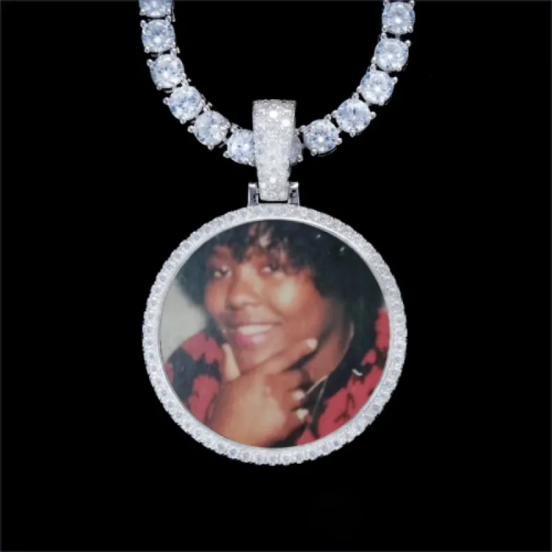 925S & VVS Moissanite 3D Circle Custom Picture Pendant sold by The GUU Shop