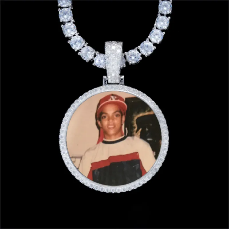 925S & VVS Moissanite 3D Circle Custom Picture Pendant sold by The GUU Shop