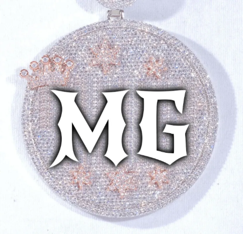 CUSTOM LETTER NECKLACE 3D BIG CROWN DISC sold by The GUU Shop