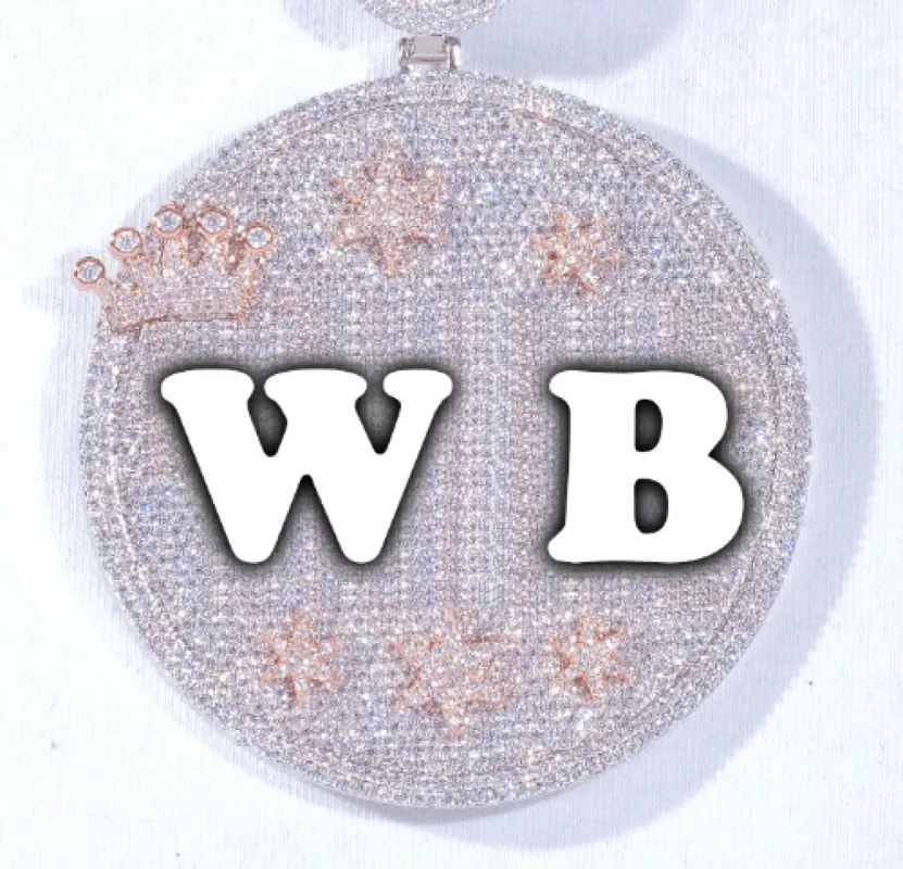 CUSTOM LETTER NECKLACE 3D BIG CROWN DISC sold by The GUU Shop