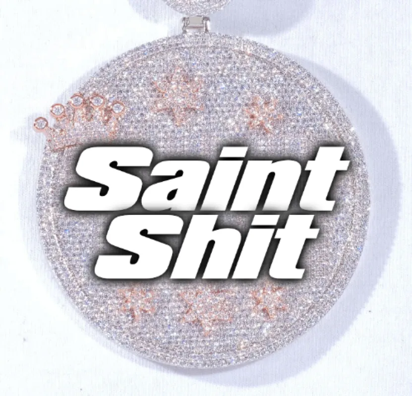 CUSTOM LETTER NECKLACE 3D BIG CROWN DISC sold by The GUU Shop