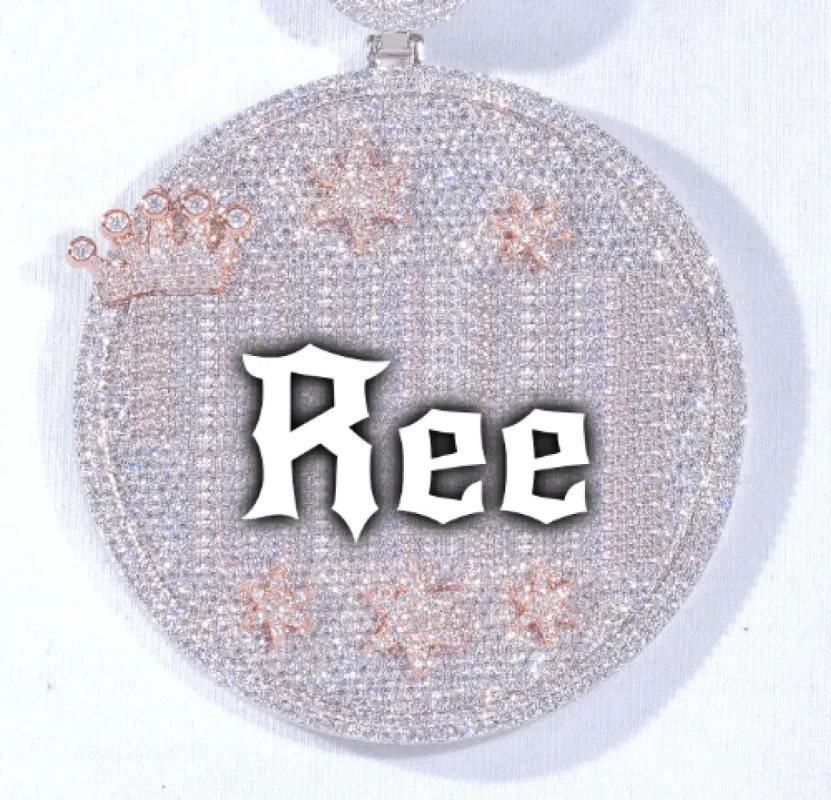 CUSTOM LETTER NECKLACE 3D BIG CROWN DISC sold by The GUU Shop