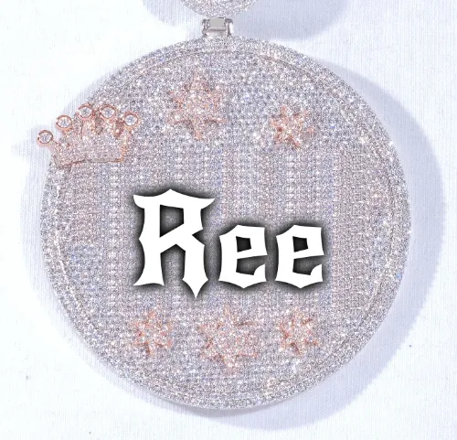 CUSTOM LETTER NECKLACE 3D BIG CROWN DISC sold by The GUU Shop