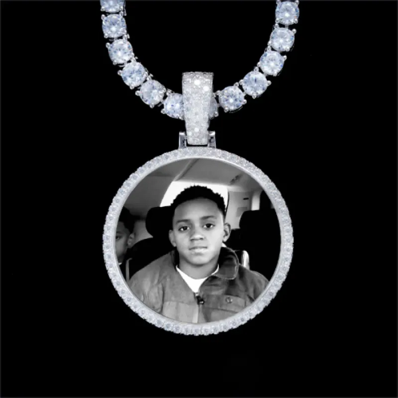 925S & VVS Moissanite 3D Circle Custom Picture Pendant sold by The GUU Shop