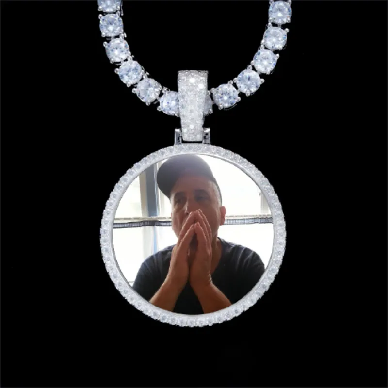 925S & VVS Moissanite 3D Circle Custom Picture Pendant sold by The GUU Shop