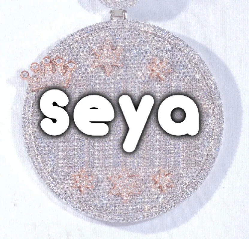 CUSTOM LETTER NECKLACE 3D BIG CROWN DISC sold by The GUU Shop