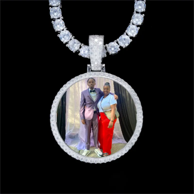 925S & VVS Moissanite 3D Circle Custom Picture Pendant sold by The GUU Shop