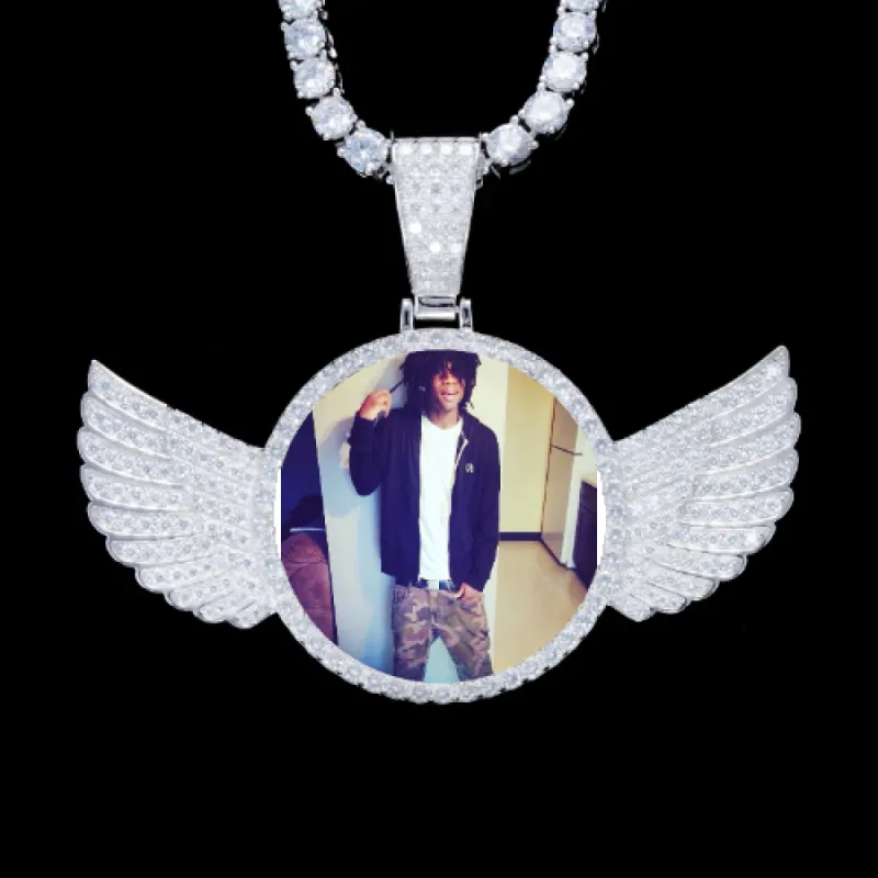 925S & VVS Moissanite 3D Wing Custom Picture Pendant sold by The GUU Shop