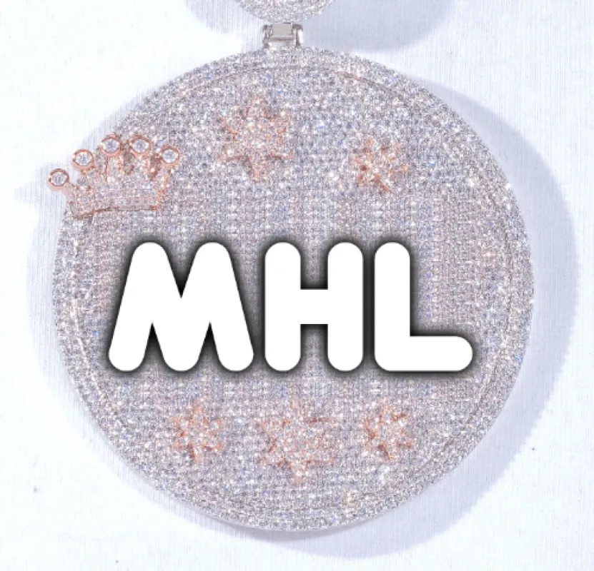 CUSTOM LETTER NECKLACE 3D BIG CROWN DISC sold by The GUU Shop