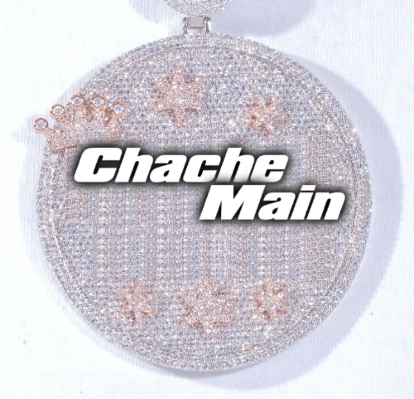 CUSTOM LETTER NECKLACE 3D BIG CROWN DISC sold by The GUU Shop